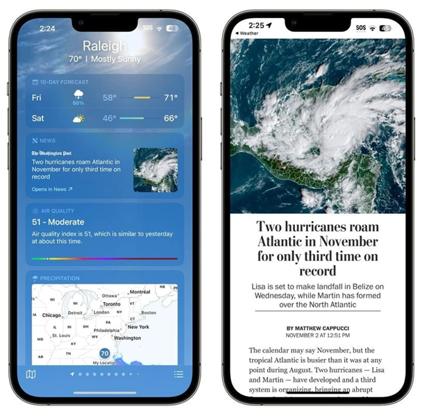 弋阳苹果14维修分享iPhone 14手机如何看天气时顺带看新闻 