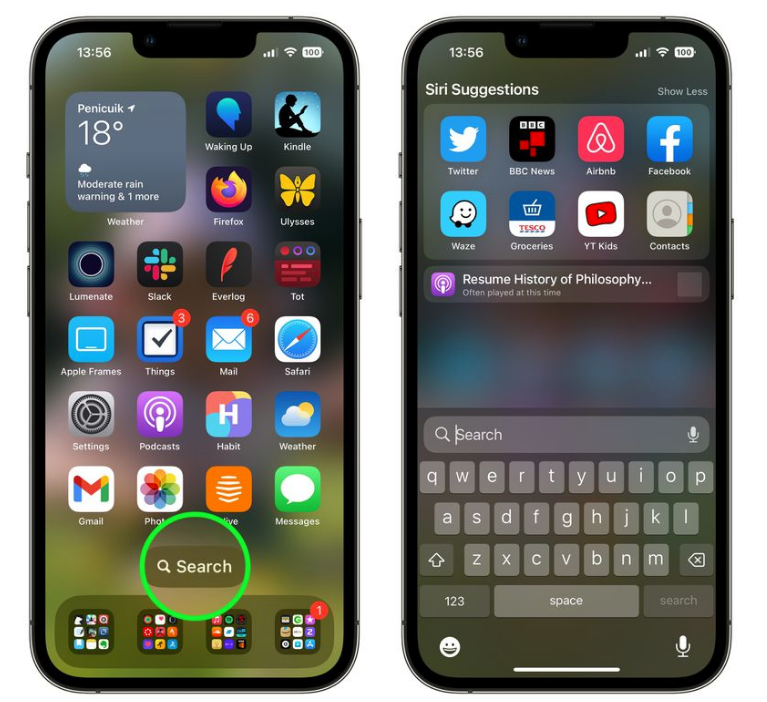 弋阳苹果手机维修分享升级到 iOS 16 后，如何删除主屏幕上的搜索按钮 